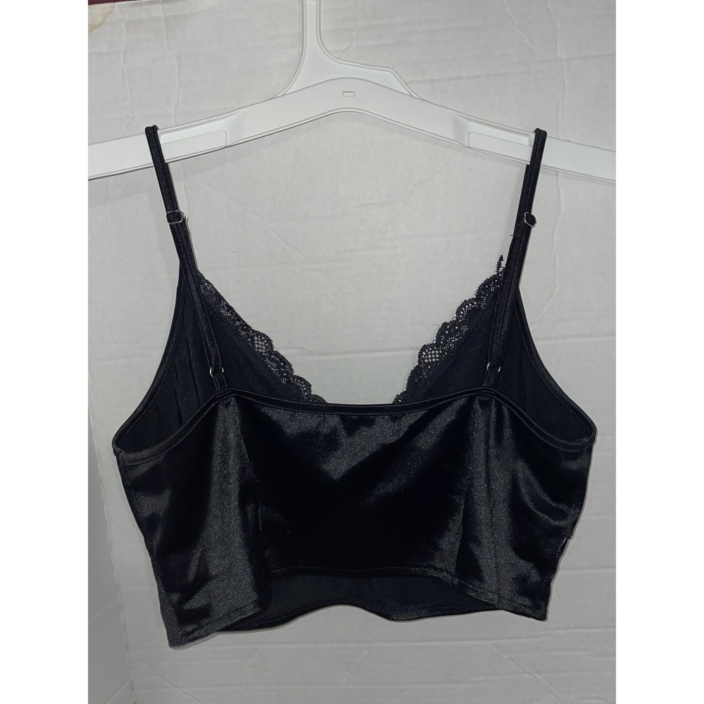 Vintage Silky Missguided black cropped Camisoles Tank Top 8 - Picture 2 of 10